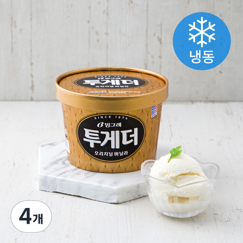 빙그레 투게더 오리지널 바닐라 아이스크림 (냉동), 900ml, 4개