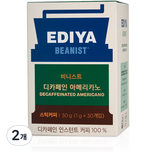 이디야 비니스트 디카페인 아메리카노 스틱커피, 1g, 30개입, 2개