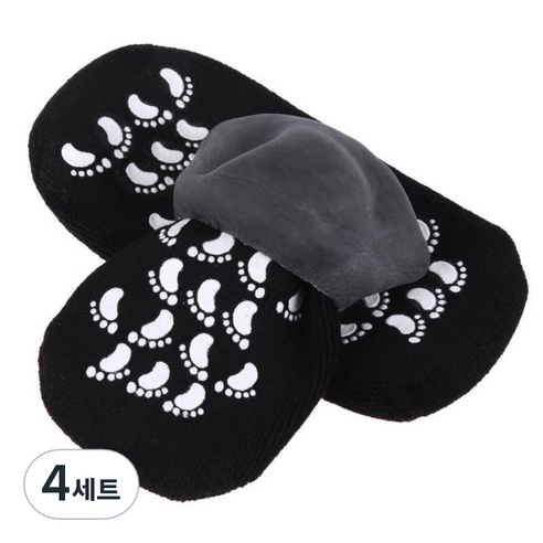 모모 몬스터 모이스처 라이징 겔 보습양말 블랙 양발 세트, 4세트, 1개