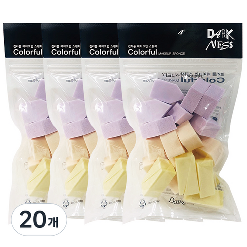 다크니스 컬러풀 메이크업 스펀지 25p, 혼합색상, 20개
