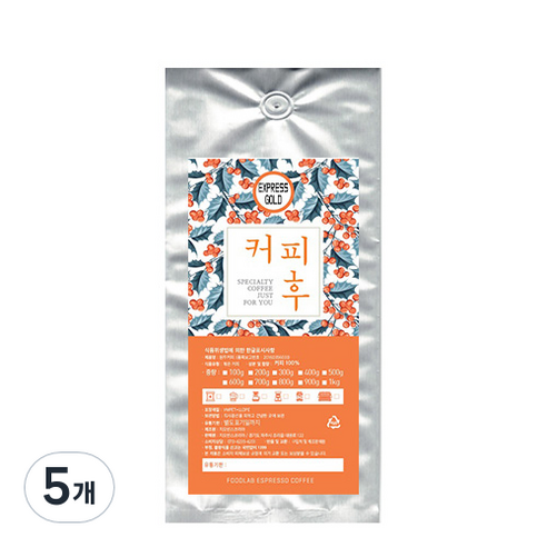 커피후 EXPRESS GOLD 분쇄 커피, 에스프레소, 200g, 5개