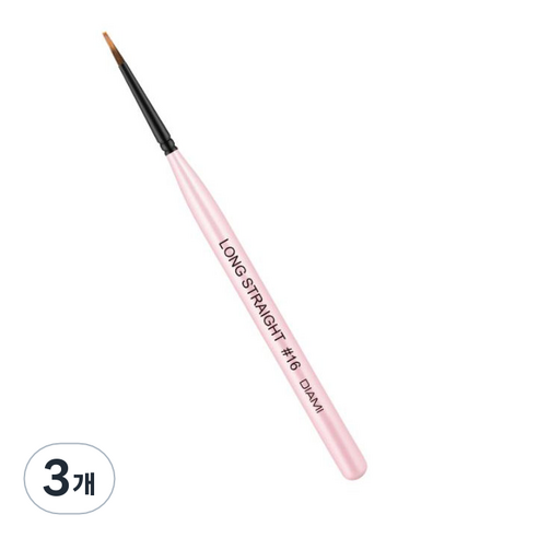 롱 스트레이트 네일 브러쉬 16호, 혼합색상, 3개