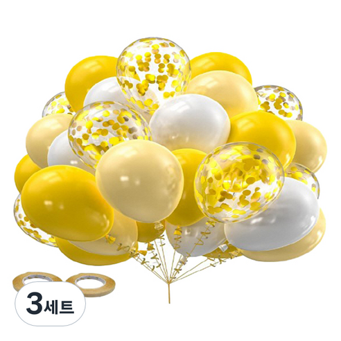 만들하비 컨페티 풍선 30p 세트, 옐로우(랜덤발송), 3세트