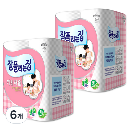 잘풀리는집 천연펄프 키친타올 150매, 24개