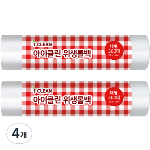 아이클린 위생롤백, 대(L), 300매, 4개