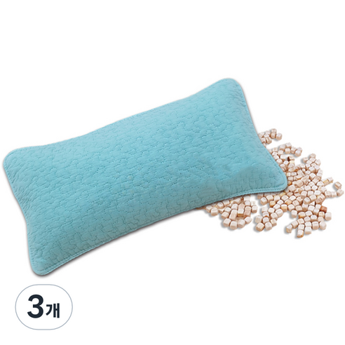 편백아트 프리미엄 편백 큐브칩 베이직 베개, 민트(베개커버), 랜덤발송(속커버), 3개