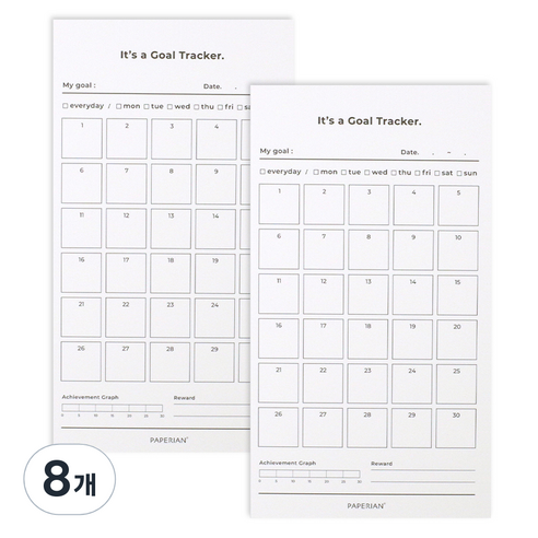 페이퍼리안 골트랙커 30일 메모지, 화이트, 8개
