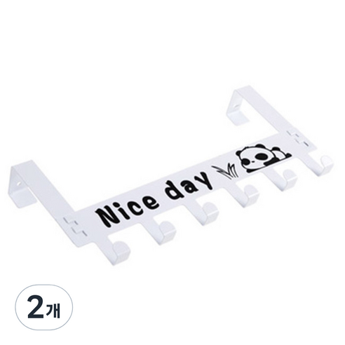 크레바스 압연 도어훅 옷걸이, 2개, 화이트