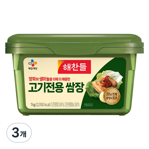 해찬들 고기 전용 쌈장, 1kg, 3개