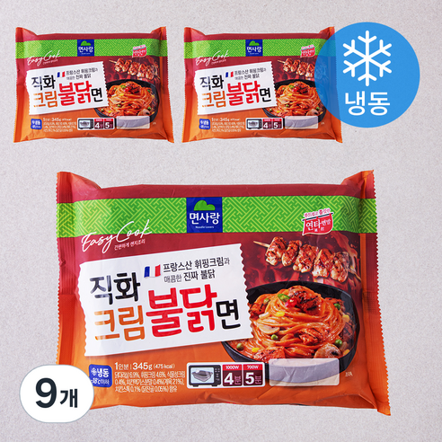 면사랑 직화크림불닭면 1인분 (냉동), 345g, 9개