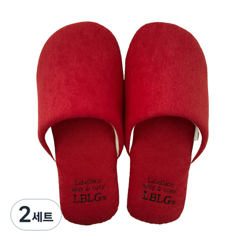 라벨라코 코지 워셔블 사계절 쿠션 실내화, 레드, 2세트