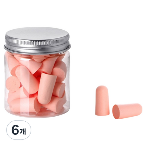 헤이조이 소음 차단 귀마개 핑크, 6개, 24개입