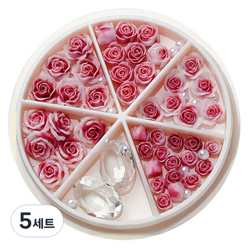 플라워 믹스스톤 네일파츠 세트 KN-P107, 혼합색상(KN-P1075), 5세트