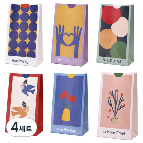 인디케이 모던아트 페이퍼백 6p + 스티커 6p 세트, 혼합색상, 4세트