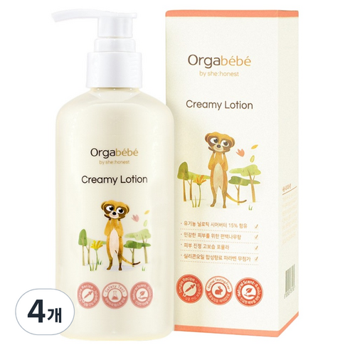 오가베베 유아용 크리미 고보습 올인원 로션, 300ml, 4개