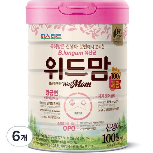 파스퇴르 위드맘 제왕 100일, 750g, 6개