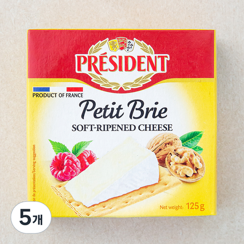 프레지덩 브리 쁘띠 치즈, 125g, 1개입, 5개