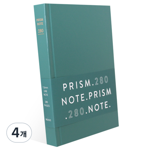 인디고 32절 라인 프리즘 280 양장노트, 블루그린, 4개
