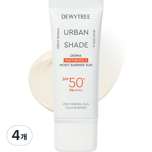 듀이트리 어반 쉐이드 더마 판테놀 5 수분 장벽 선크림 SPF50+ PA++++, 40ml, 4개