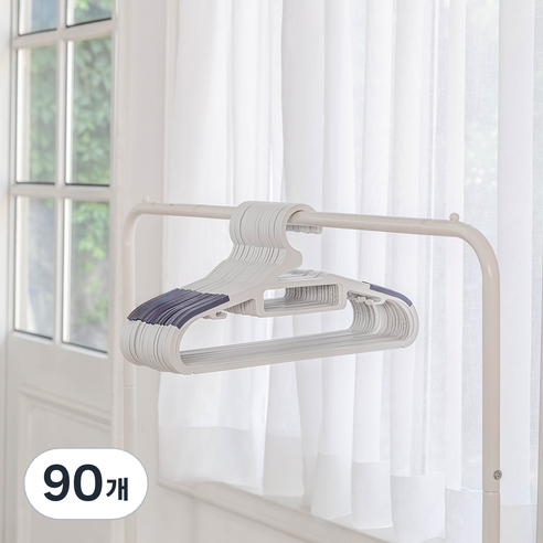 아임홈리빙 화이트 라인 논슬립 옷걸이, 퍼플, 90개