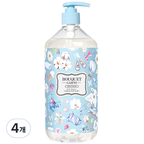 부케가르니 바디워시 베이비파우더, 1000ml, 4개