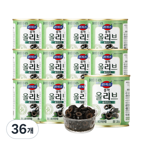 동서 리치스 슬라이스 블랙 올리브, 200g, 36개