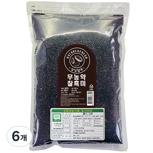 월드그린 싱싱잡곡 무농약 찰흑미, 800g, 6개