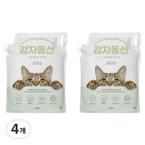 쿠쿠 감자동산 벤토나이트 고양이모래 피톤치드향, 9kg, 4개, 무향