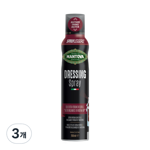 만토바 발사믹 드레싱 스프레이 엑스트라 버진 올리브오일 & 모데나 발사믹 비니거, 3개, 200ml