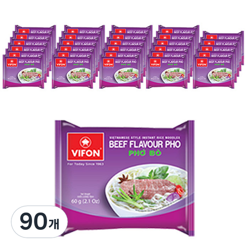 비폰 포보 베트남 쌀국수 즉석라면 소고기맛, 60g, 90개