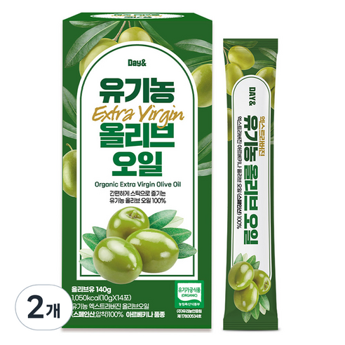 데이앤 유기농 엑스트라버진 올리브오일 14p, 140g, 2개