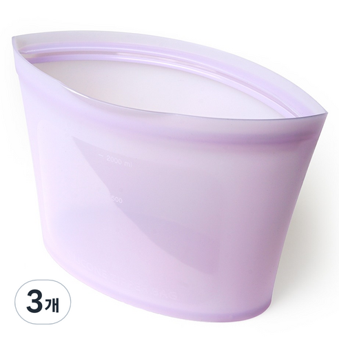 실리가든 실리콘 지퍼백 소형 500ml, 퍼플, 3개