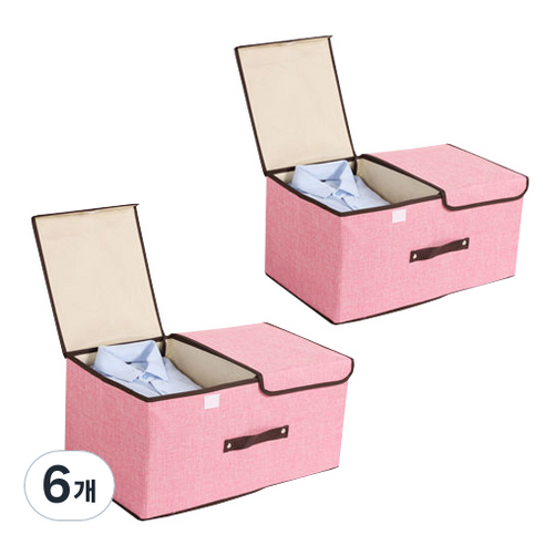 디오셀 패브릭 접이식 다용도 칸칸 수납 정리함 대형, 핑크, 6개