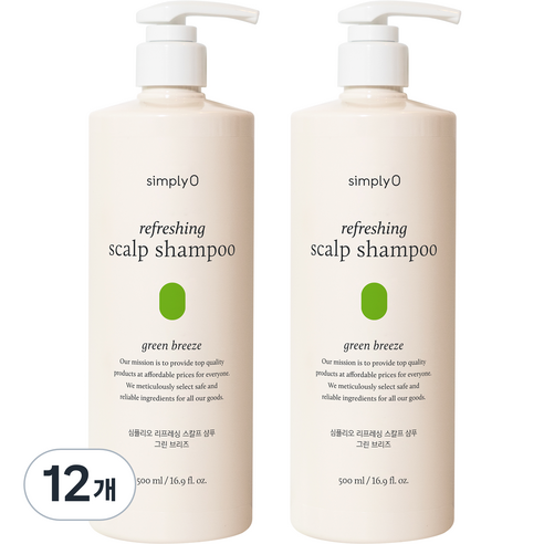심플리오 리프레싱 스칼프 샴푸 그린 브리즈향, 500ml, 12개