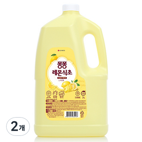 퐁퐁 주방세제 레몬식초 용기, 3L, 2개