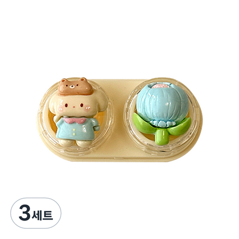 특별한상점 귀여운 휴대용 서랍형 콘택트렌즈 케이스 세트, 퍼피, 3세트