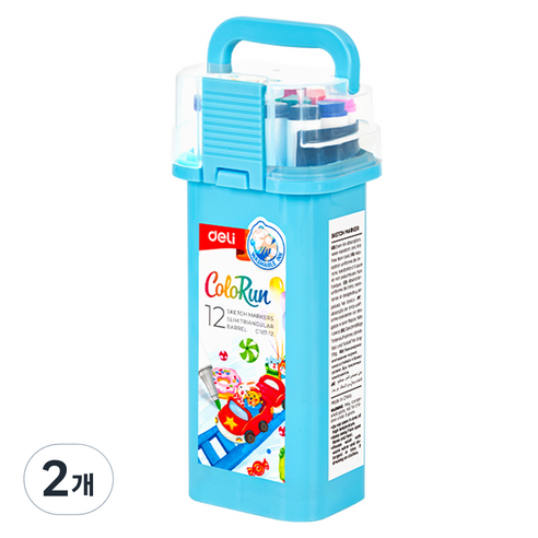 델리 워셔블 삼각 트윈 스케치마카 EC187, 12색, 2개