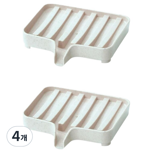 리얼피키 물빠짐 욕실 비누받침대, 베이지, 4개