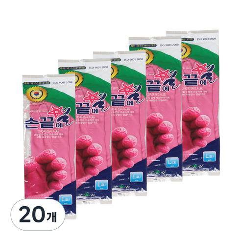 손끝에별 고무장갑 양쪽 세트 대, 분홍, 20개