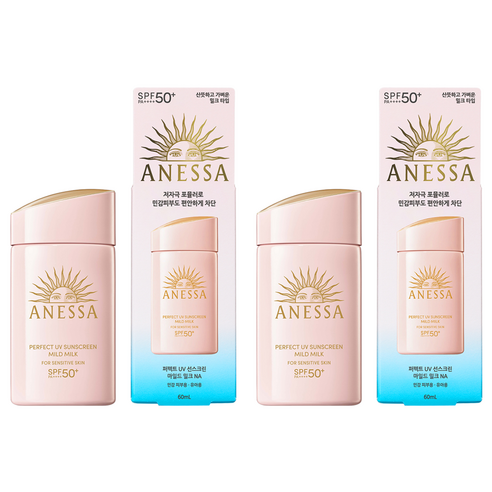 아넷사 퍼펙트 UV 선스크린 마일드 밀크 NA SPF50+ PA++++, 60ml, 2개