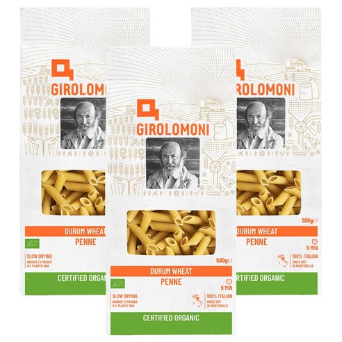 지롤로모니 유기농 파스타 펜네, 500g, 3개