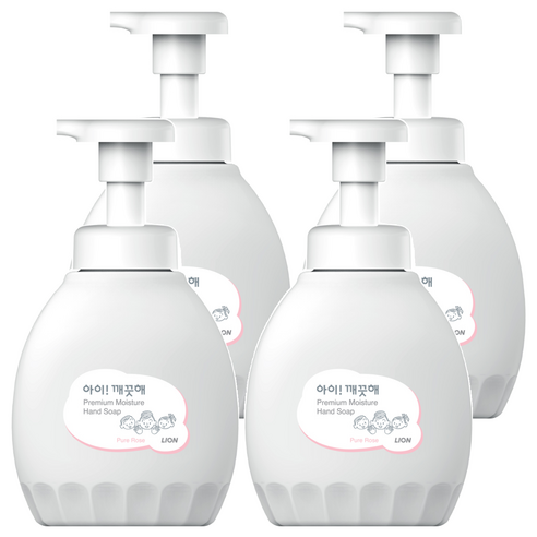 아이깨끗해 프리미엄 모이스처 폼 핸드솝 퓨어 로즈, 450ml, 4개