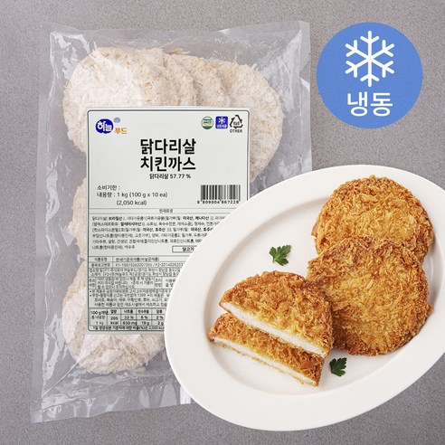 하늘푸드 닭다리살 치킨까스 10입 (냉동), 1kg, 1팩