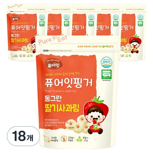 퓨어잇 핑거 동그란 야채링 40g, 딸기사과, 18개