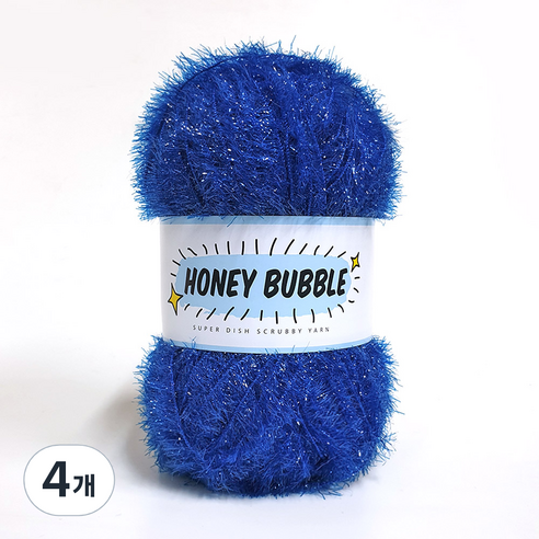 니뜨 허니버블 수세미 뜨개실 90g, 21블루, 4개