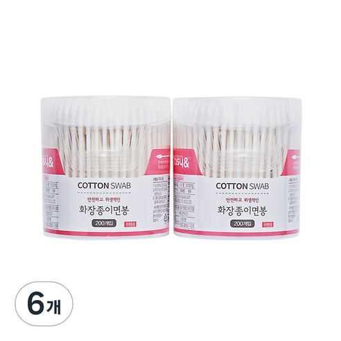 리빙웰 원통종이화장면봉, 200개입, 6개