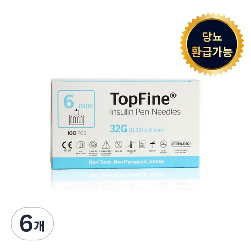 탑파인 펜니들 인슐린주사침 멸균 32G 6mm, 6개