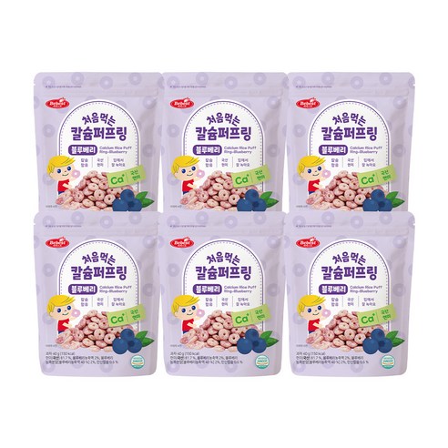 베베스트 칼슘 퍼프링 쌀과자, 블루베리, 6개입