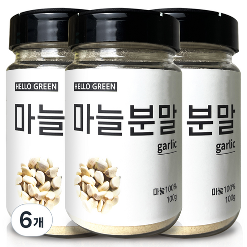 헬로우그린 국산 마늘 분말 통, 6개, 100g