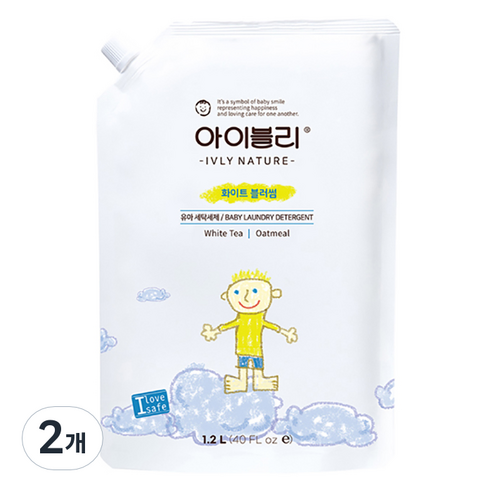 아이블리네이쳐 오트밀 성분 유아세제 화이트 블러썸향 1.2L, 2개